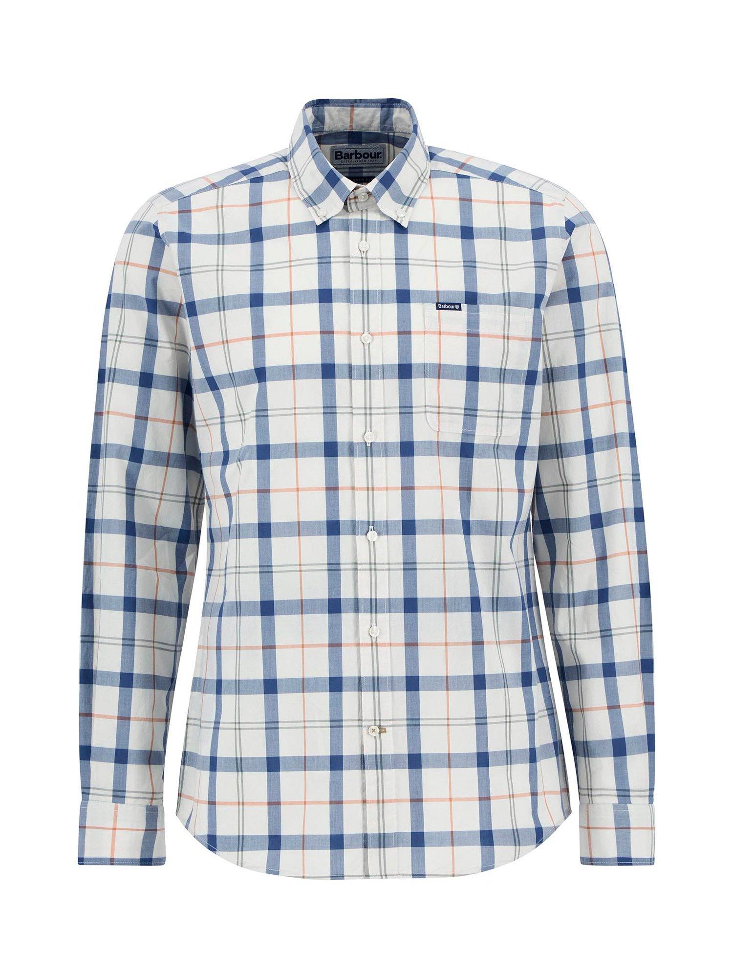 Product image 4 of 6, which shows Barbour Rawley Blue Check Tartan Cotton Shirt, Sea Haze Tartan, S