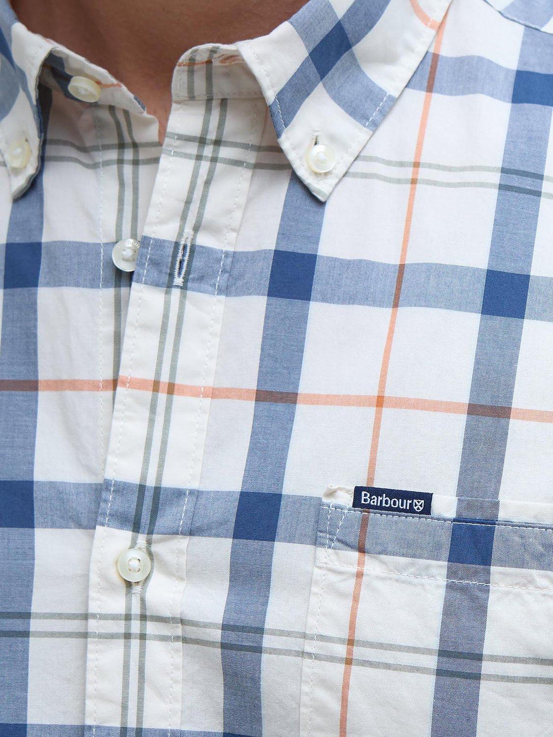 Product image 6 of 6, which shows Barbour Rawley Blue Check Tartan Cotton Shirt, Sea Haze Tartan, S