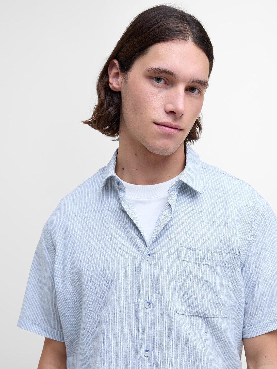 Product image 5 of 6, which shows Barbour Tindale Linen Cotton Blend Shirt, Bleached Blue, XL