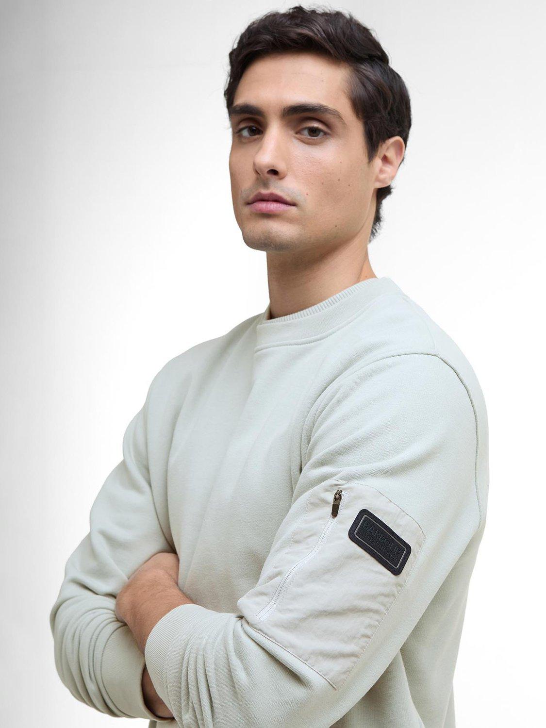 Product image 5 of 6, which shows Barbour International Grip Cotton Blend Sweatshirt, Mineral Grey, S