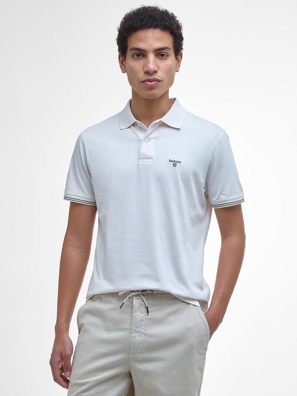 Product image 1 of 7, which shows Barbour Austwick Cotton Polo Shirt, Whisper White, S