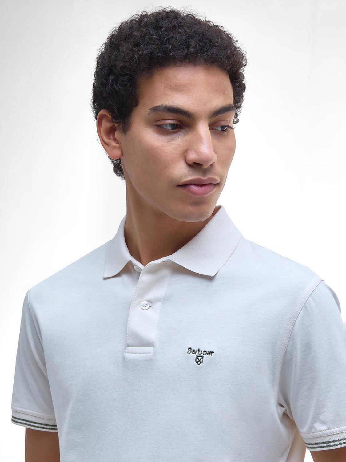 Product image 6 of 7, which shows Barbour Austwick Cotton Polo Shirt, Whisper White, S