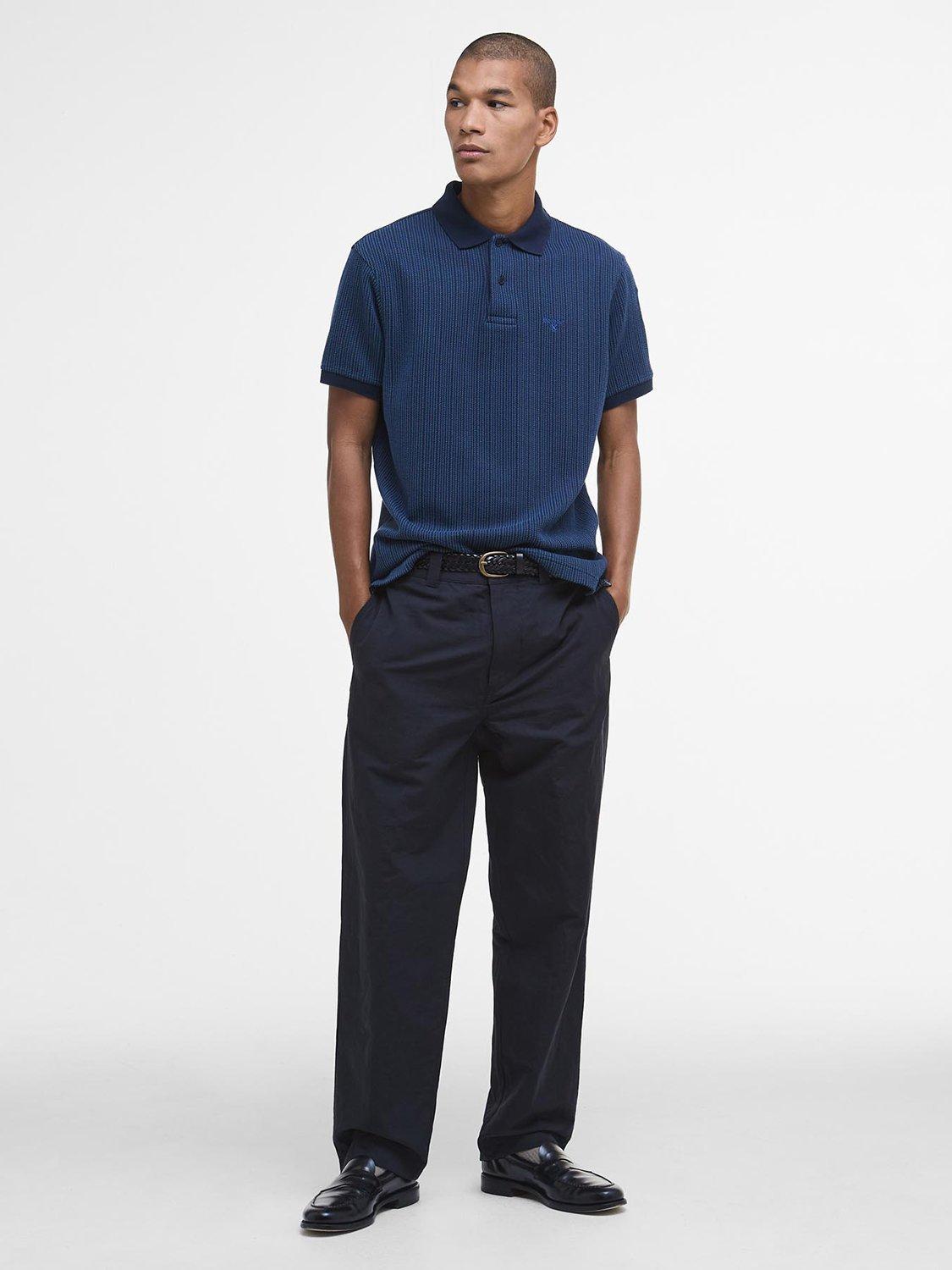 Product image 3 of 6, which shows Barbour Harworth Cotton Blend Polo Shirt, Navy, S