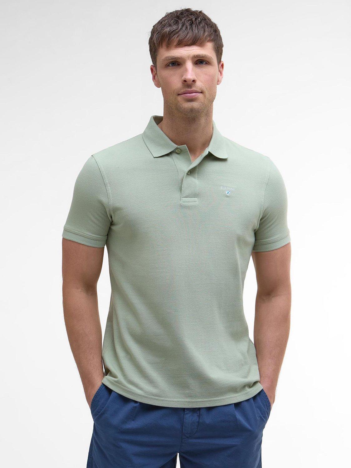 Product image 1 of 6, which shows Barbour Sports Cotton Polo Shirt, Seagrass, S