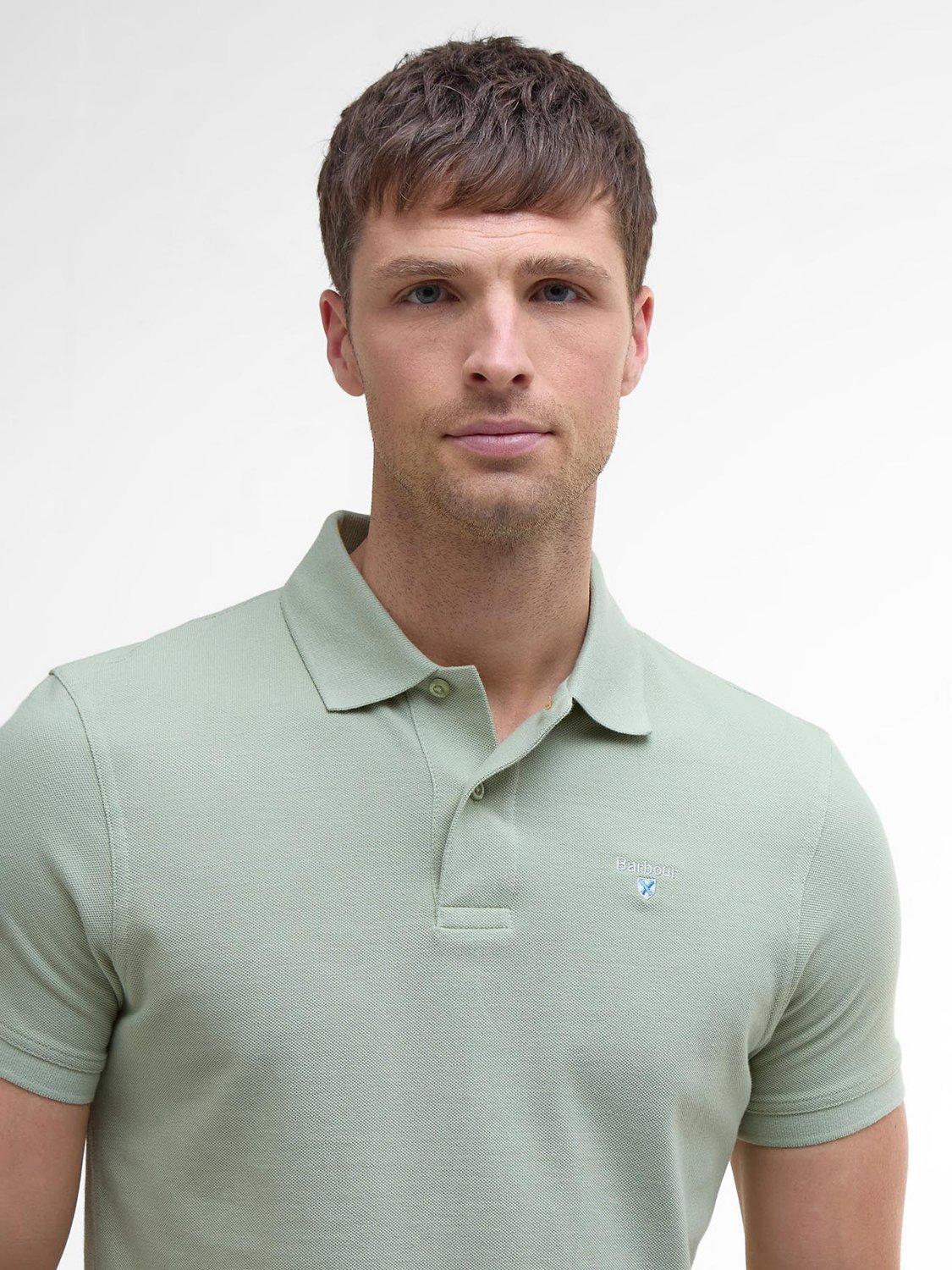 Product image 5 of 6, which shows Barbour Sports Cotton Polo Shirt, Seagrass, S