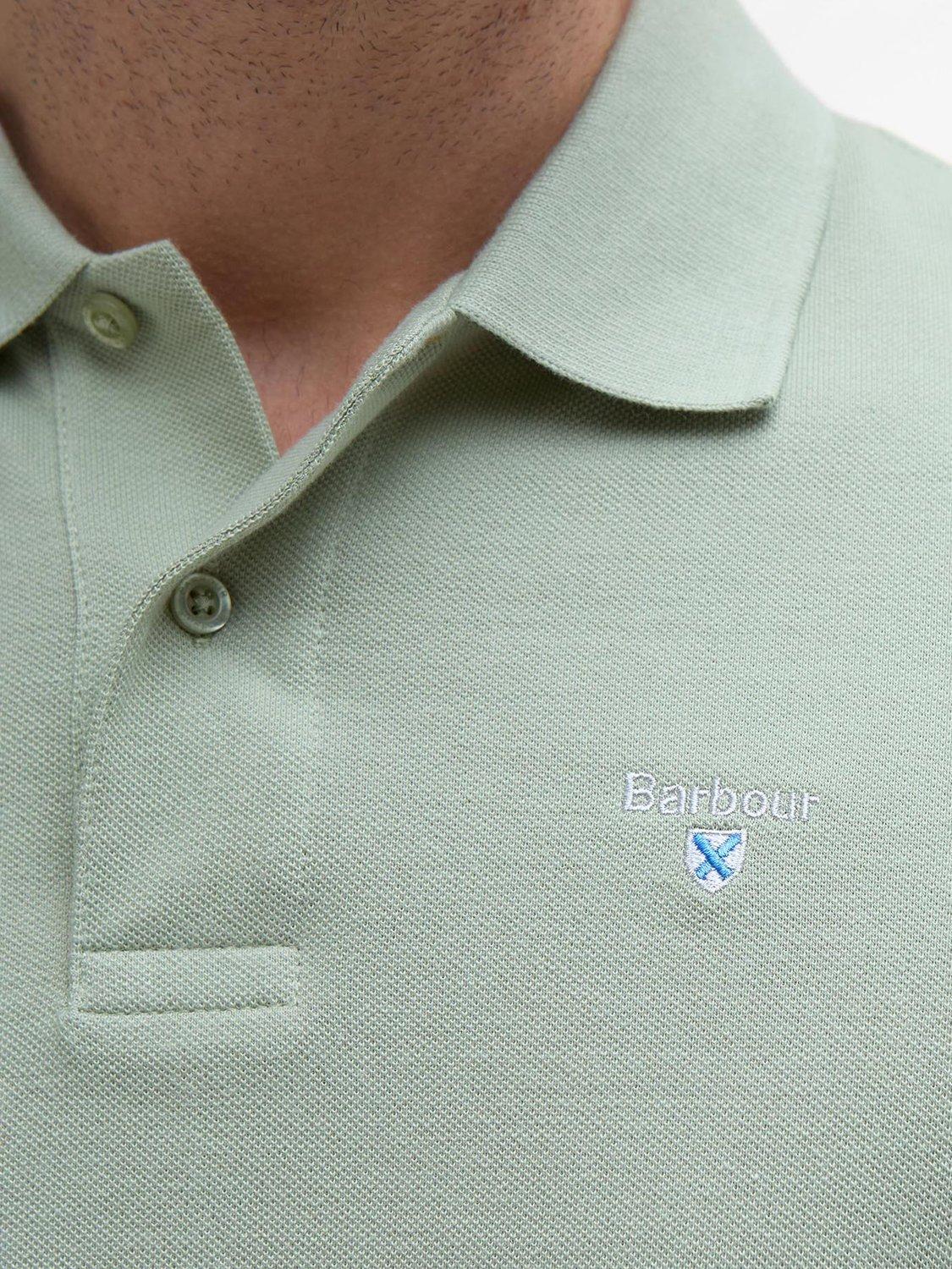Product image 6 of 6, which shows Barbour Sports Cotton Polo Shirt, Seagrass, S