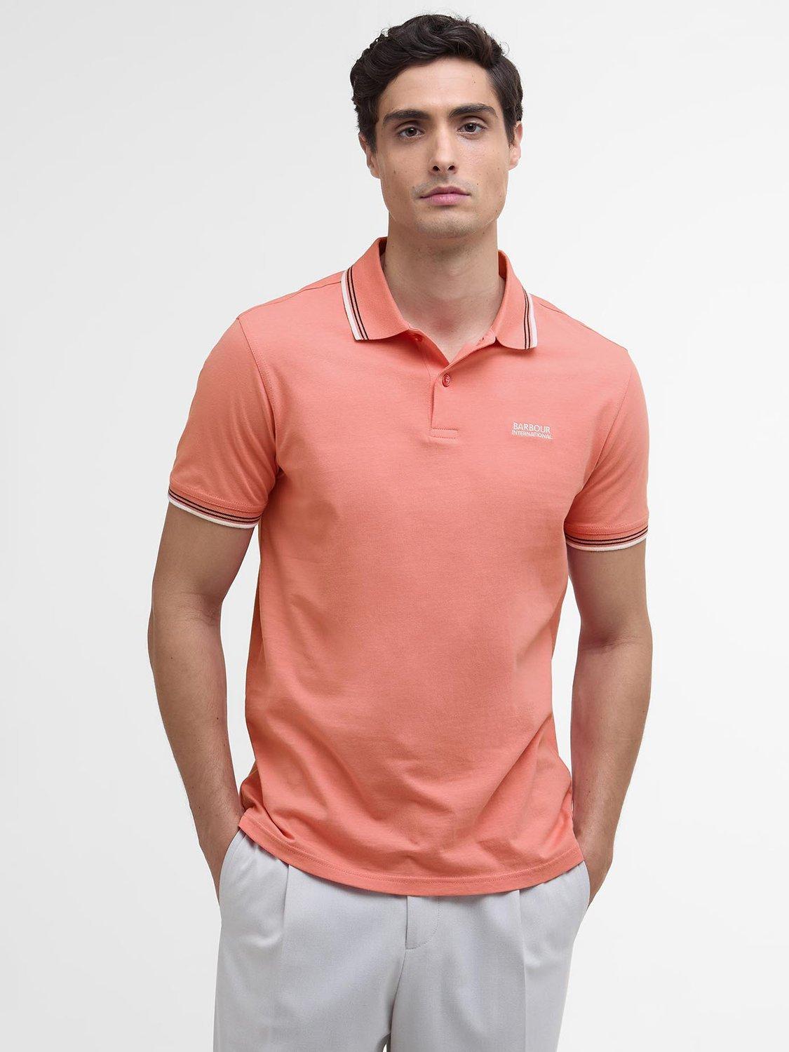 Product image 1 of 6, which shows Barbour International Ethan Cotton Polo Shirt, Coral, S