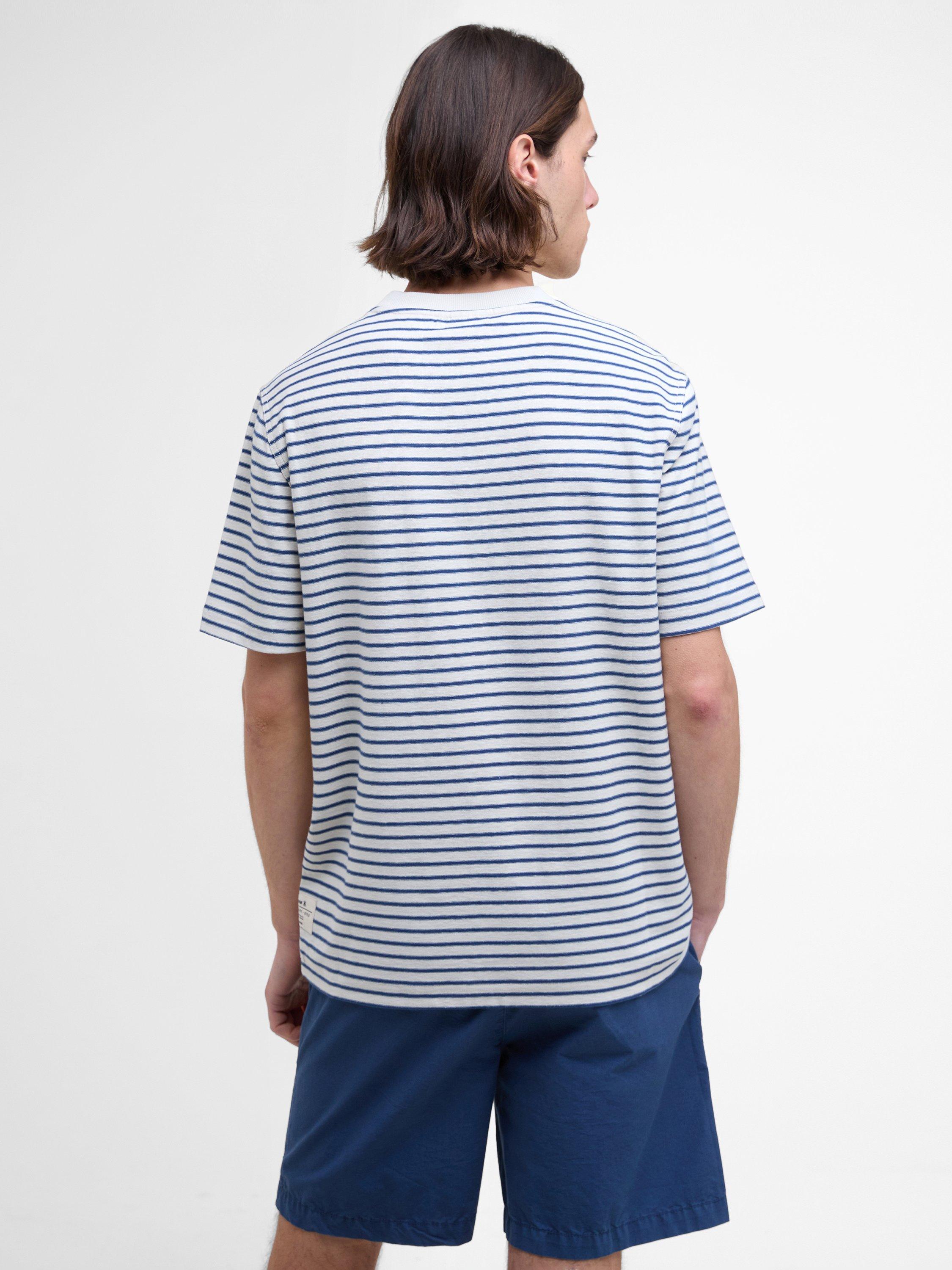 Product image 2 of 6, which shows Barbour Frensham Stripe Cotton T-Shirt, Oatmeal, S