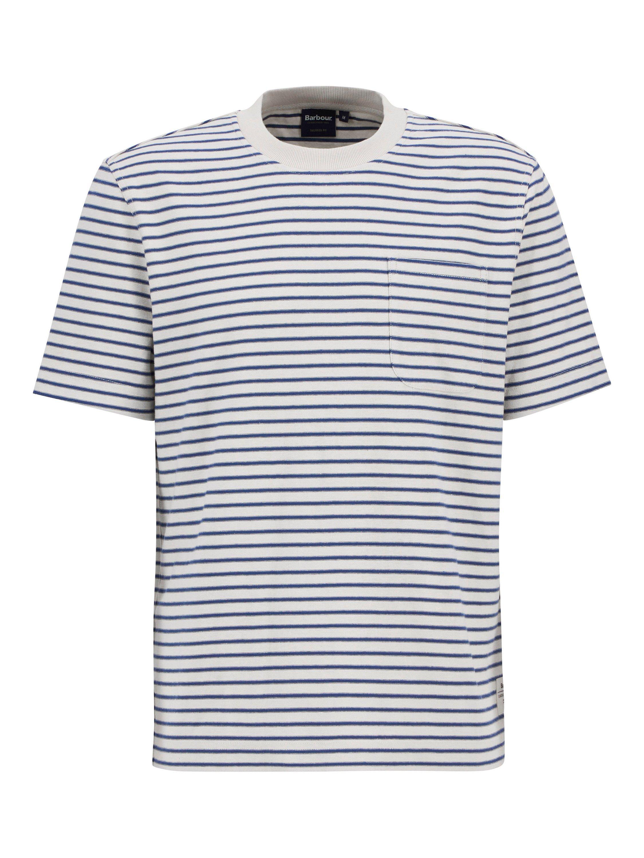 Product image 4 of 6, which shows Barbour Frensham Stripe Cotton T-Shirt, Oatmeal, S