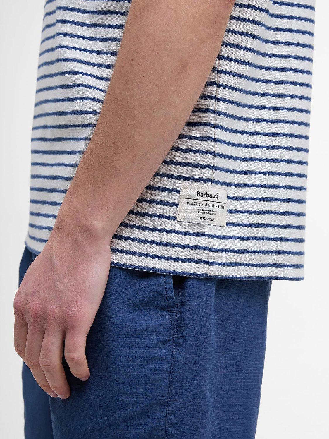 Product image 6 of 6, which shows Barbour Frensham Stripe Cotton T-Shirt, Oatmeal, S