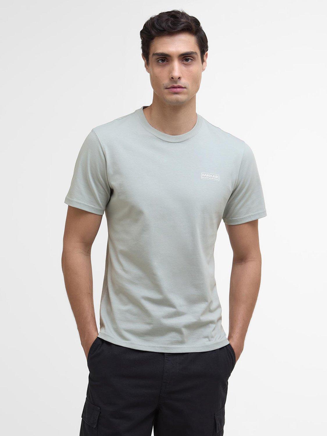 Product image 1 of 6, which shows Barbour International Logo Cotton T-Shirt, Mineral Grey, S