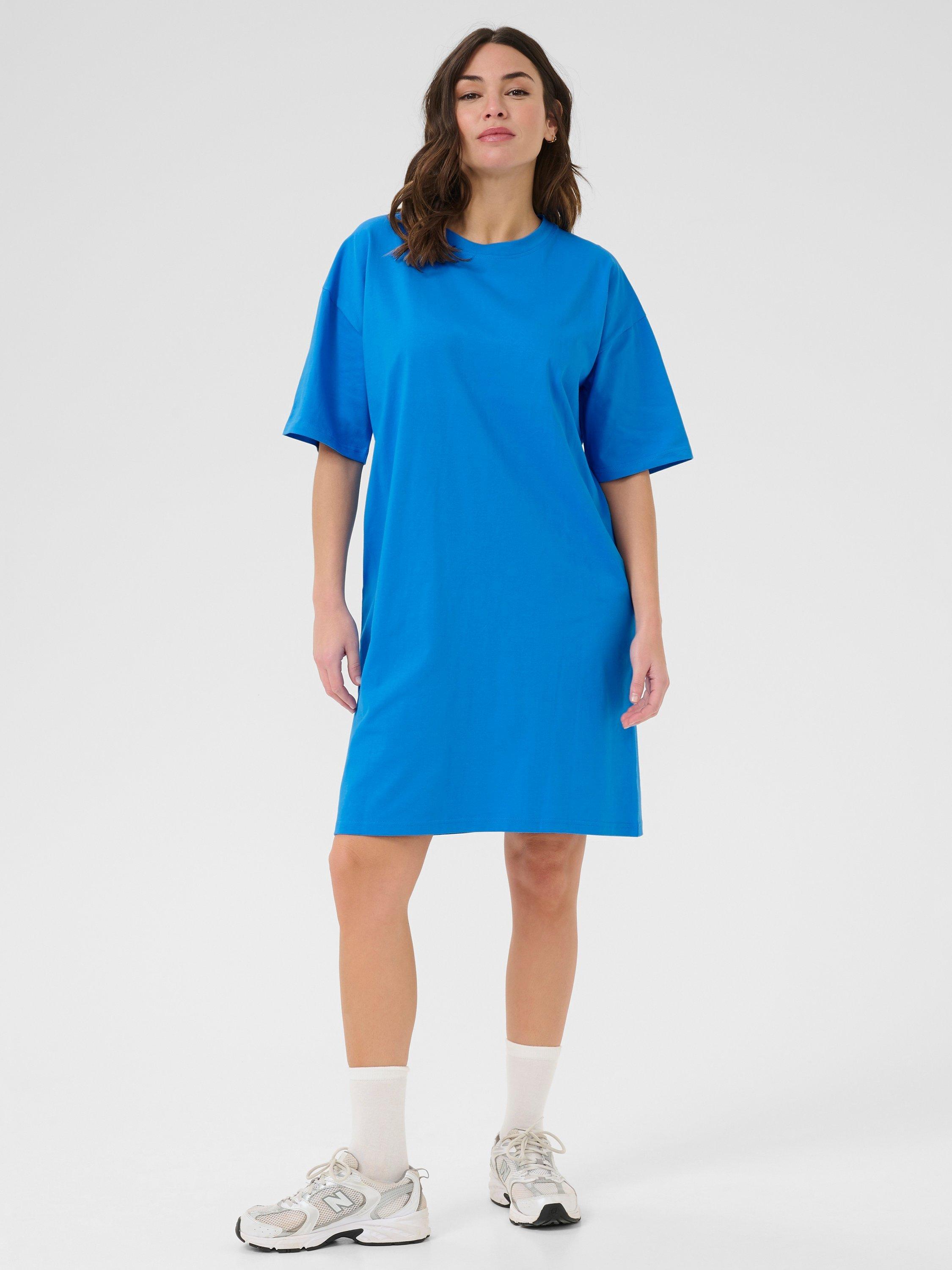 KAFFE Judy Cotton T-Shirt Dress, Mid Blue