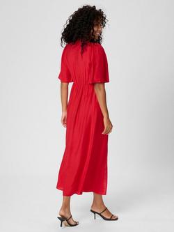 KAFFE Teri V-Neck Split Hem Maxi Dress, Red - view 2, Red