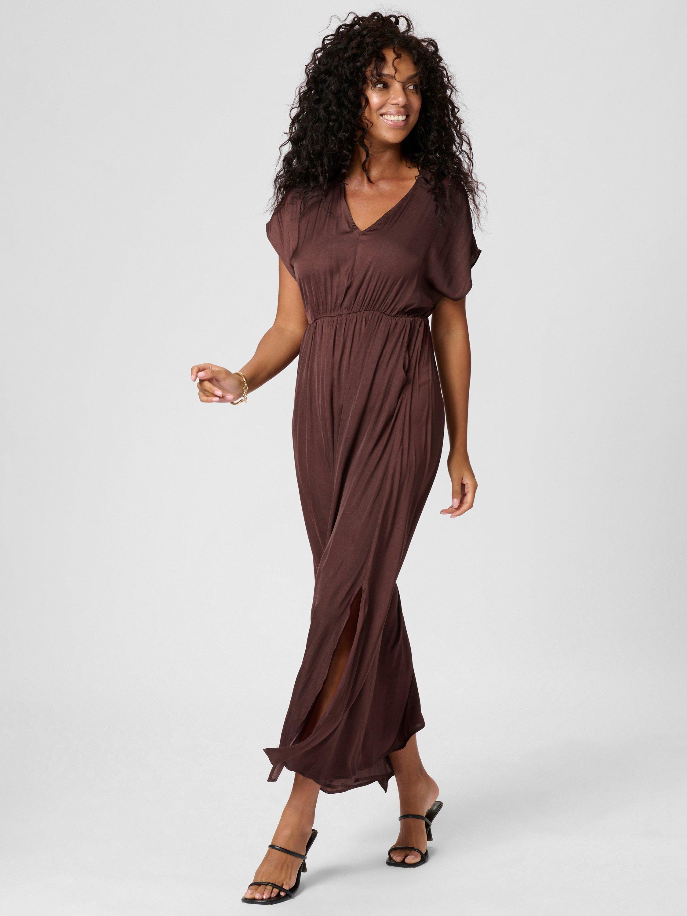 Product image 1 of 6, which shows KAFFE Alliie A-Line Maxi Dress, Mid Red, 18