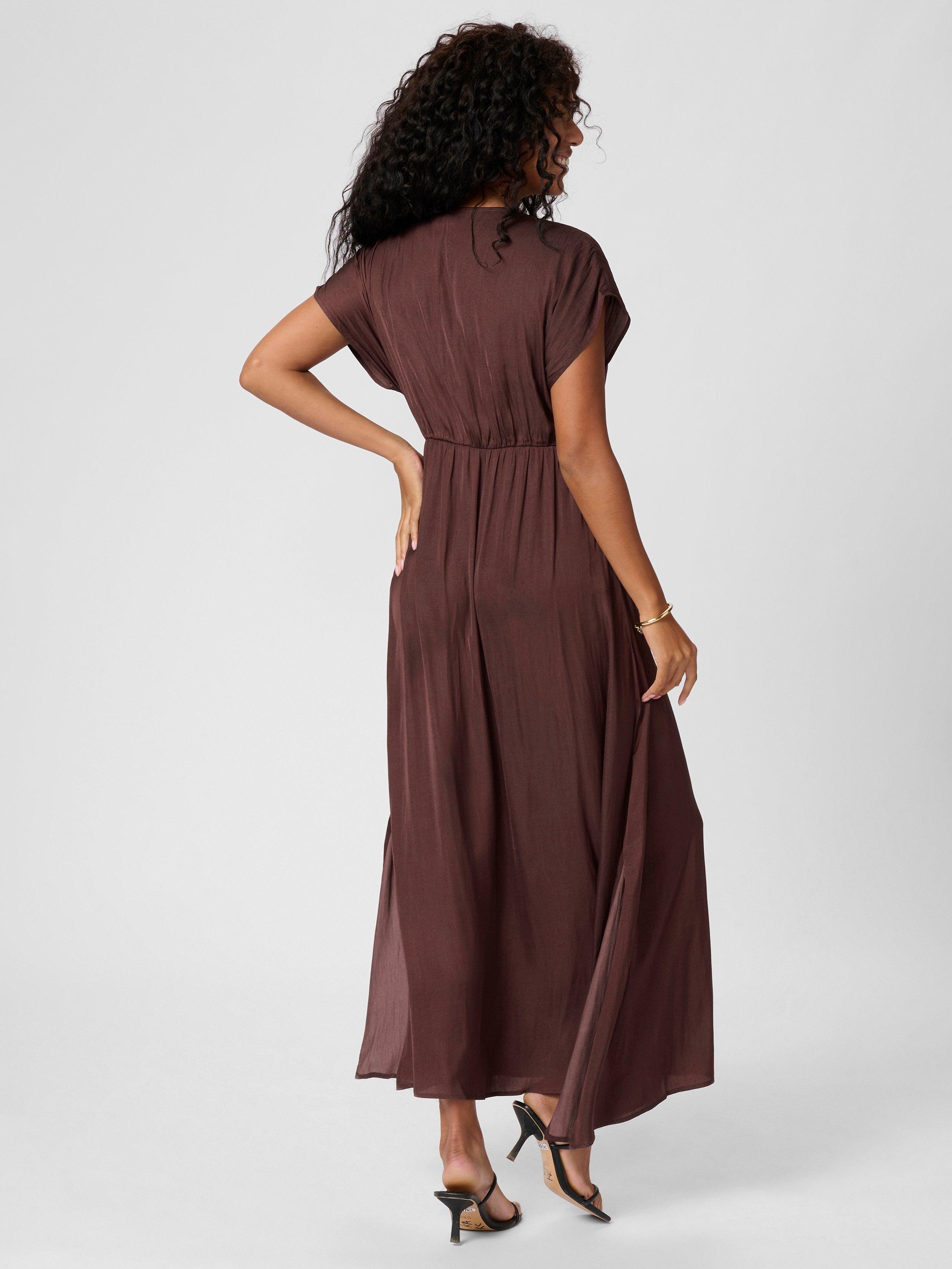 Product image 2 of 6, which shows KAFFE Alliie A-Line Maxi Dress, Mid Red, 18
