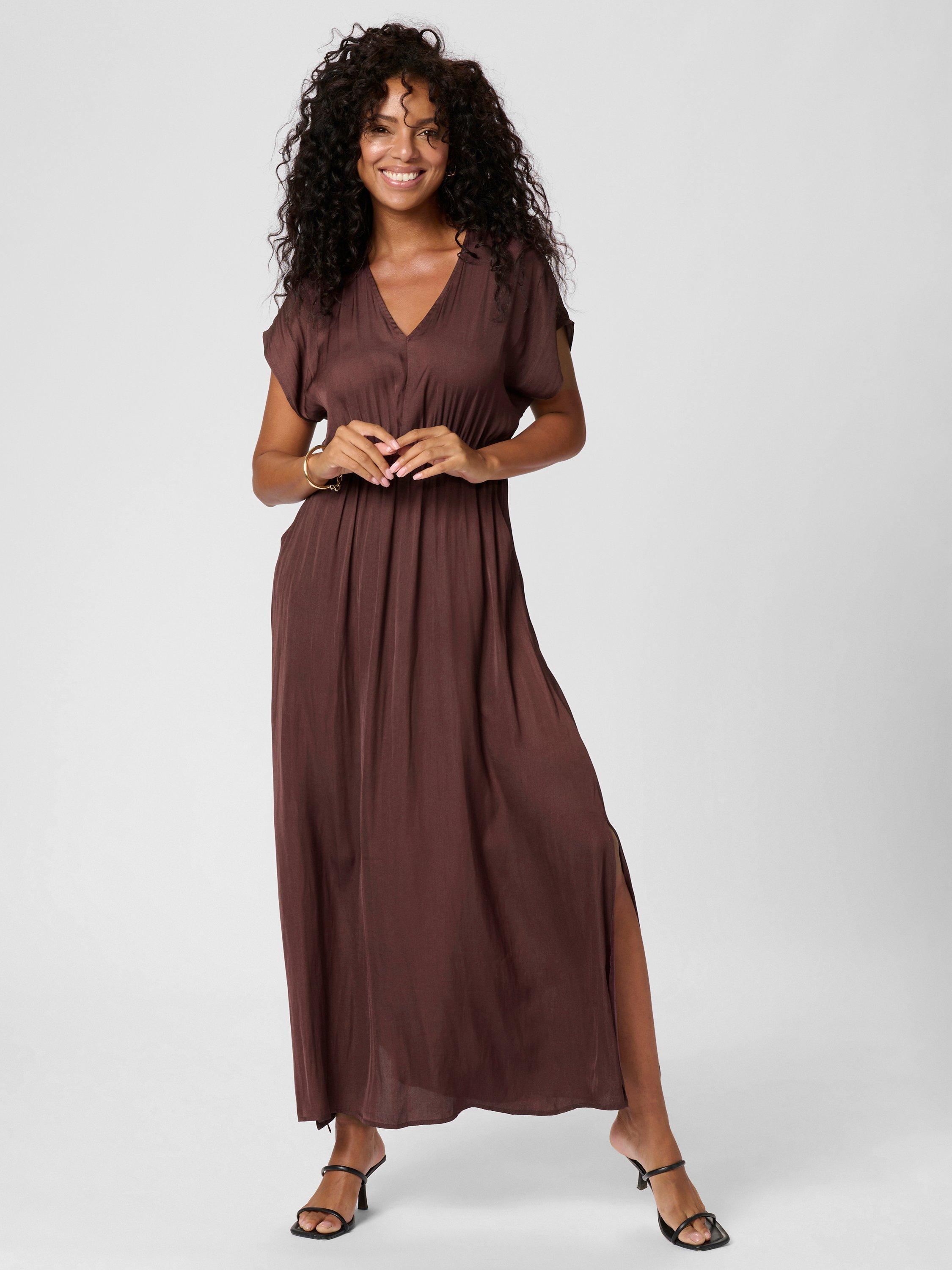 Product image 3 of 6, which shows KAFFE Alliie A-Line Maxi Dress, Mid Red, 18