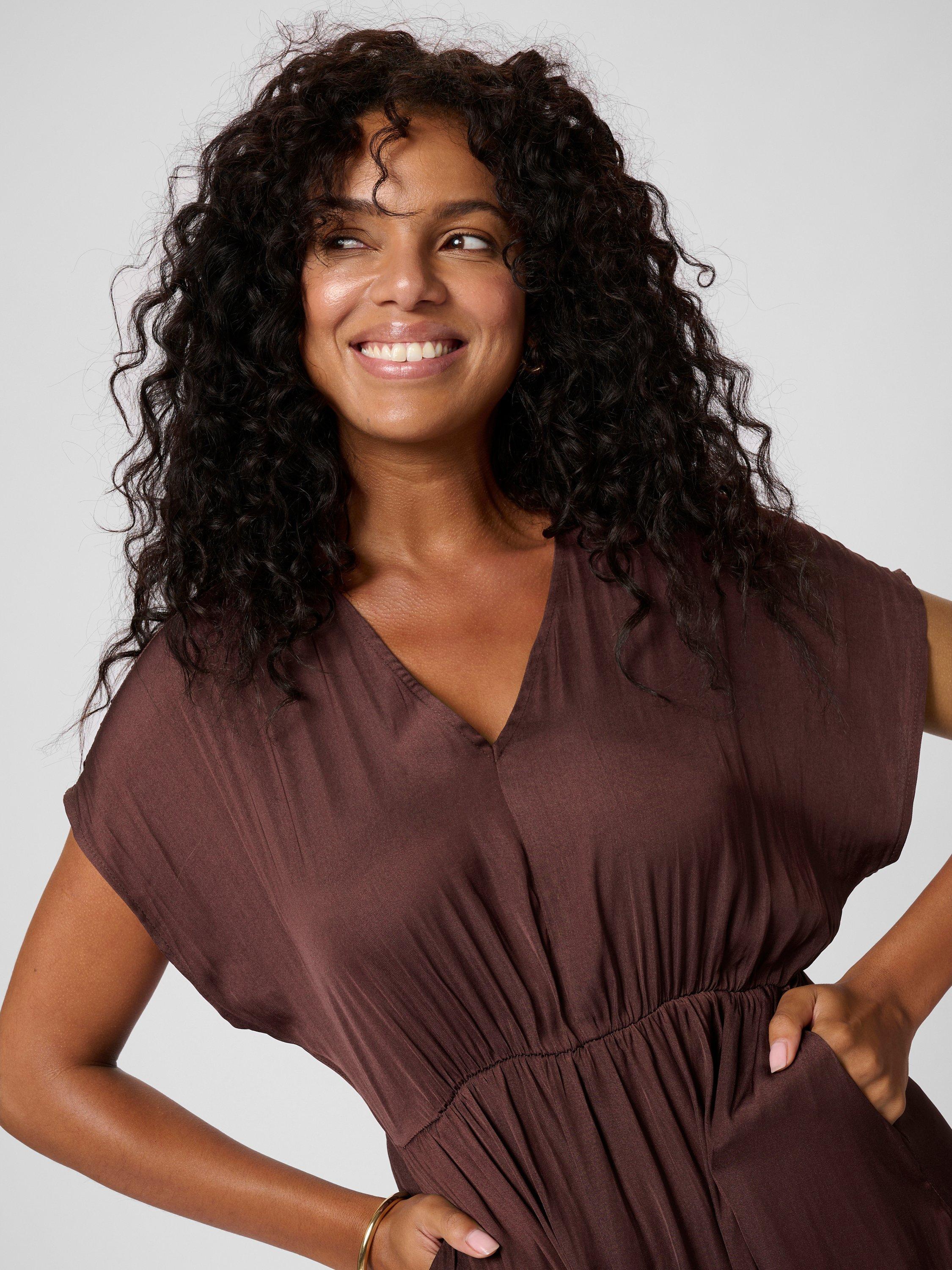 Product image 4 of 6, which shows KAFFE Alliie A-Line Maxi Dress, Mid Red, 18