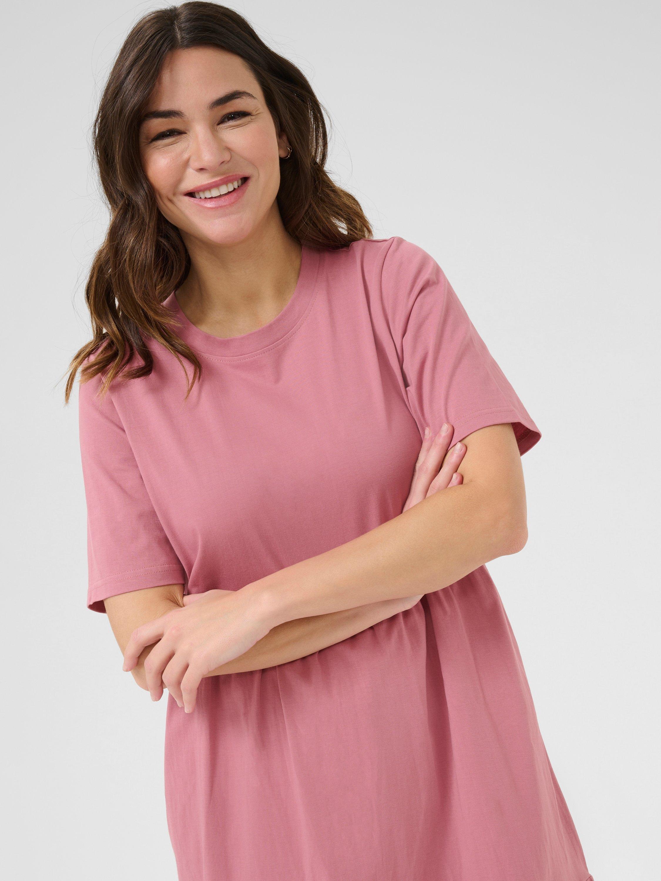 Product image 3 of 5, which shows KAFFE Judy Cotton Tiered Midi Dress, Mid Pink, XS