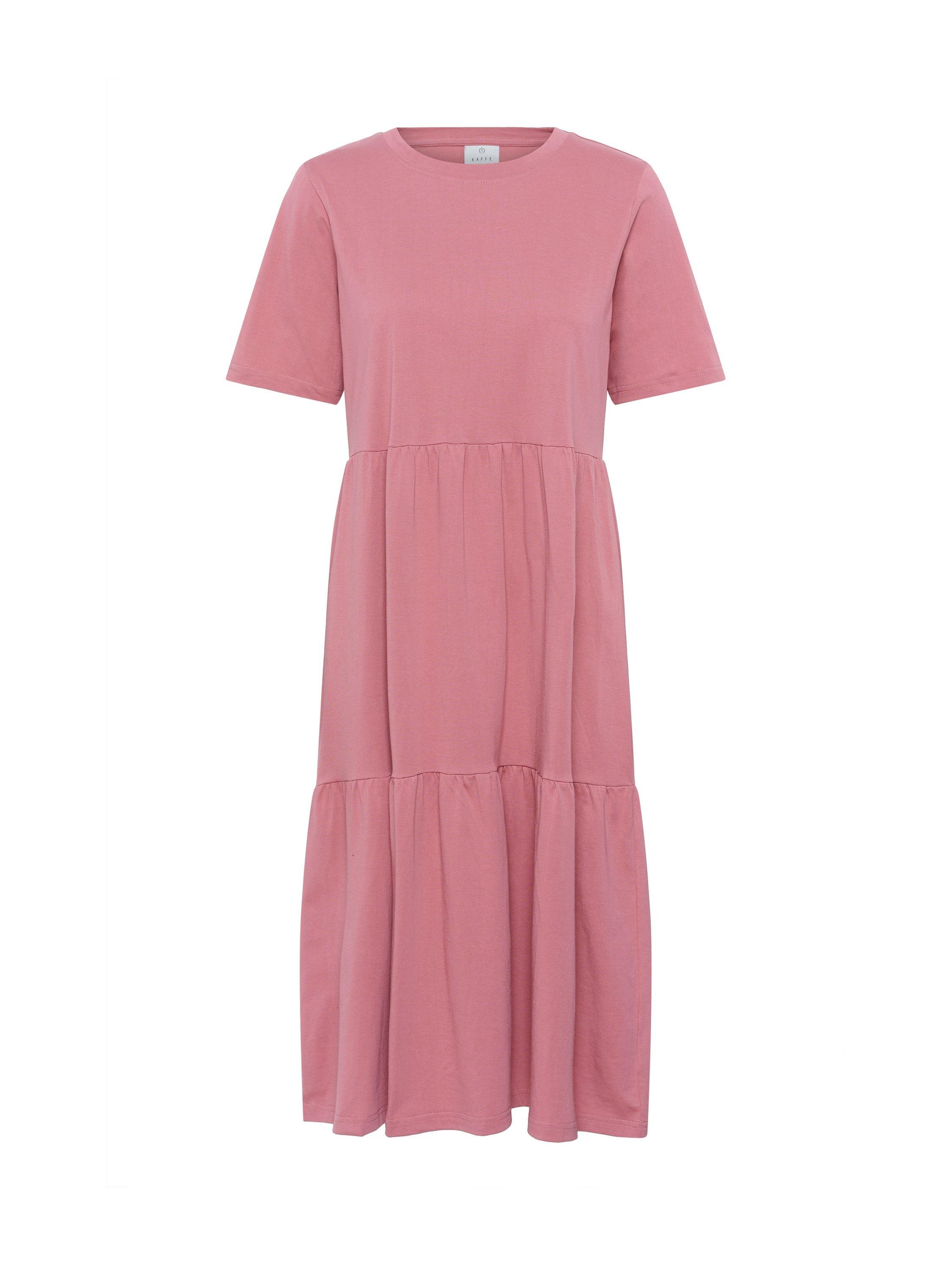 Product image 4 of 5, which shows KAFFE Judy Cotton Tiered Midi Dress, Mid Pink, XS