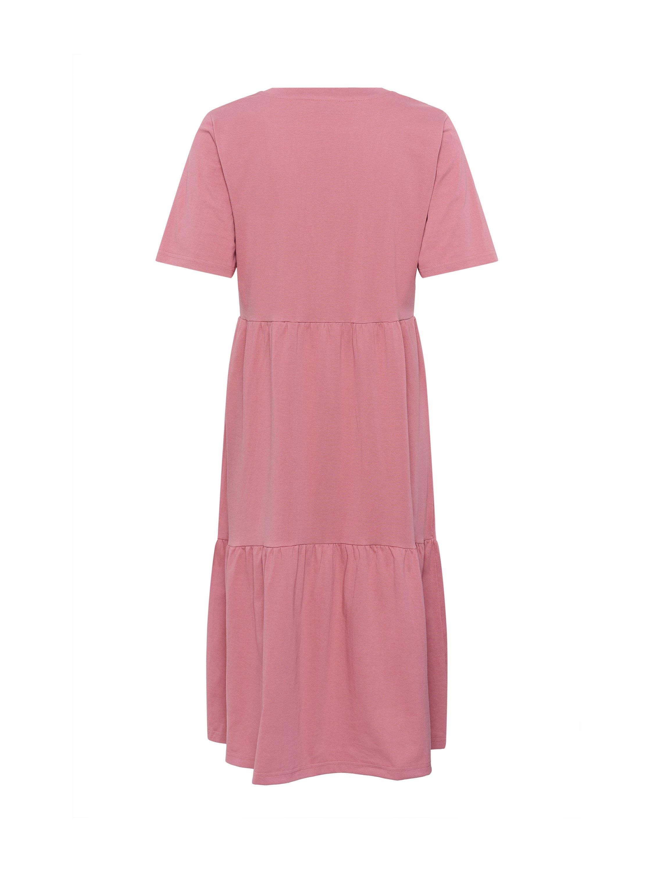 Product image 5 of 5, which shows KAFFE Judy Cotton Tiered Midi Dress, Mid Pink, XS