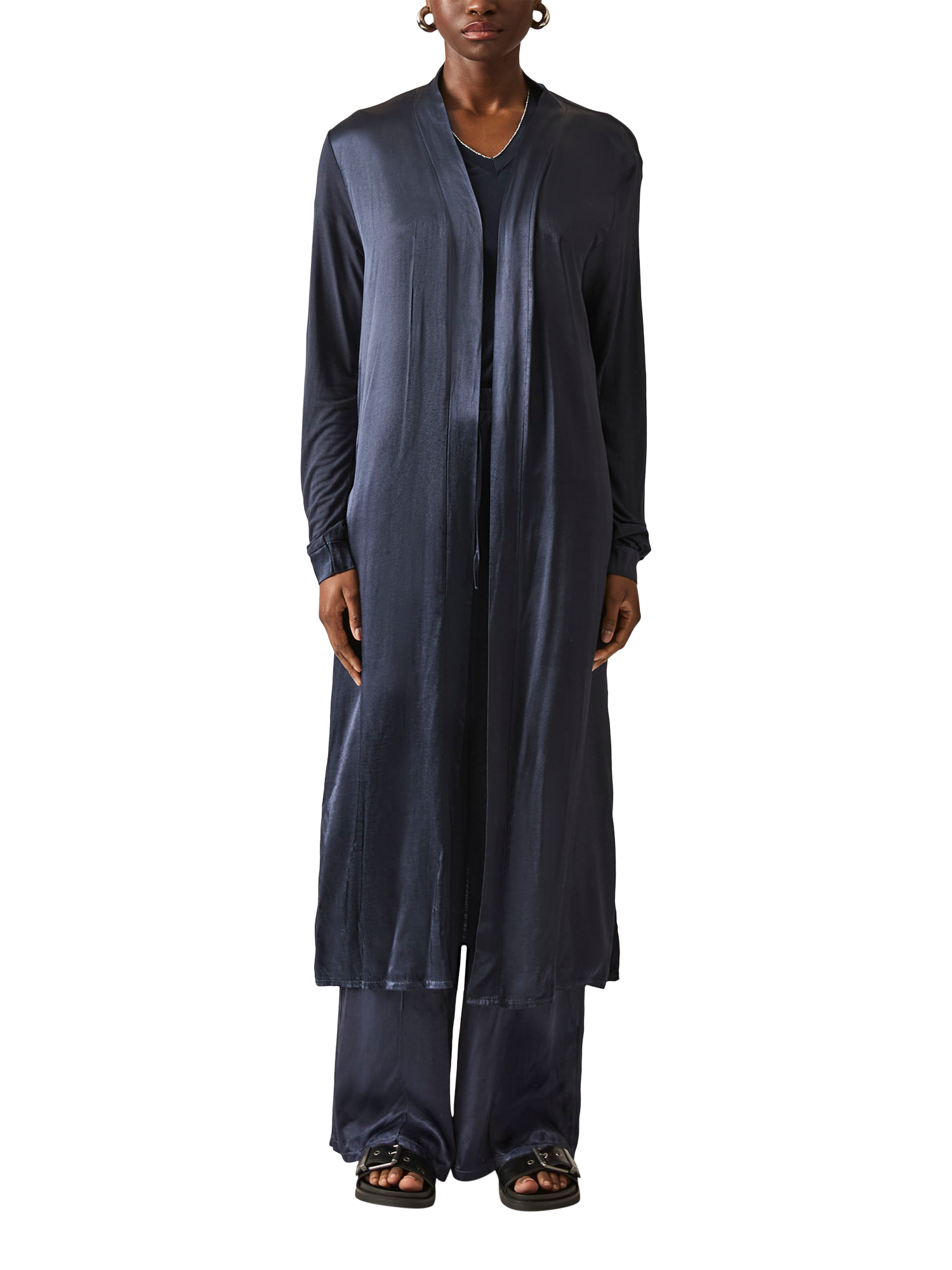 Product image 1 of 6, which shows James Lakeland Long Satin Cardigan, Navy, 10