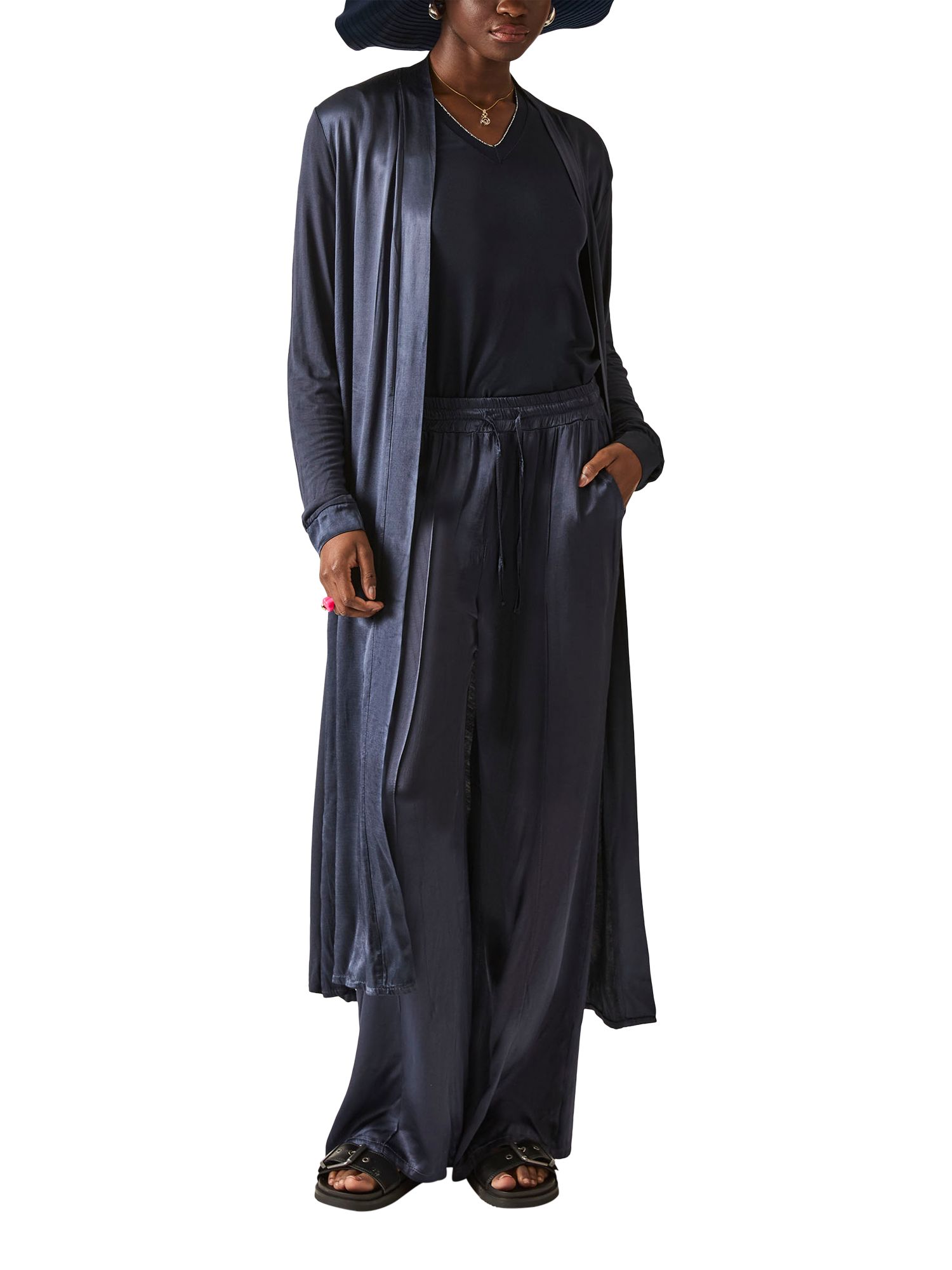 Product image 5 of 6, which shows James Lakeland Long Satin Cardigan, Navy, 10