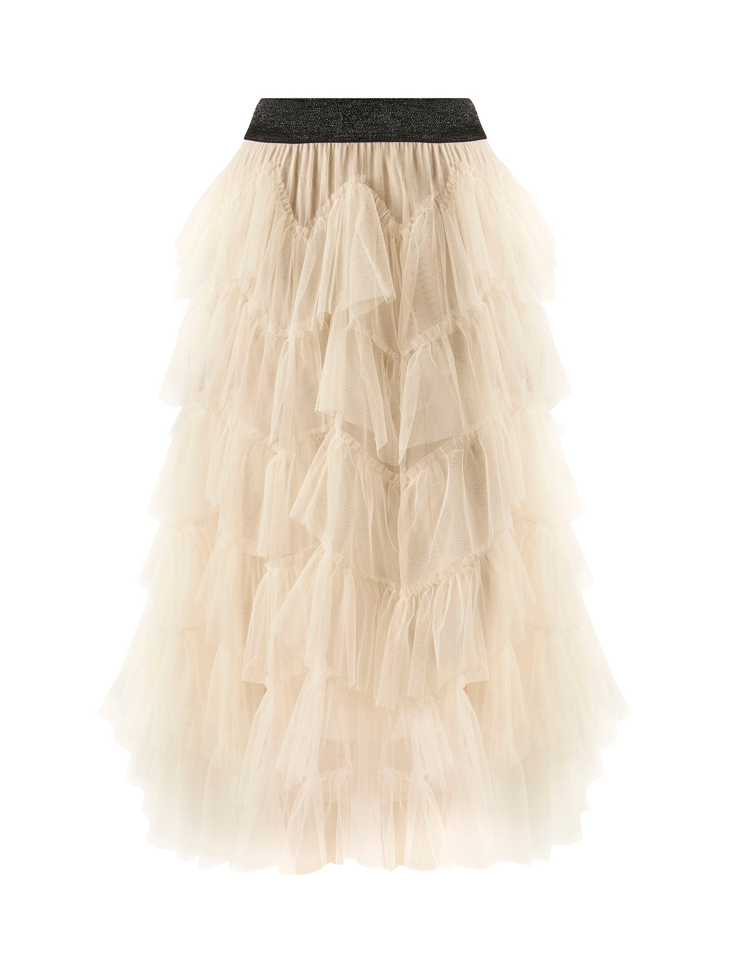 Product image 6 of 6, which shows James Lakeland Organza Ruffle Midi Skirt, Nude, 8