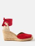 Mint Velvet Suede Wedge Heeled Espadrilles, Red