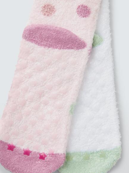 John Lewis Kids' Fluffy Dog Slipper Socks, Pack of 2, Multi - view 2, Multi
