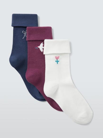 John Lewis Kids' Motif Ankle Socks, Pack of 3, Multi, Multi