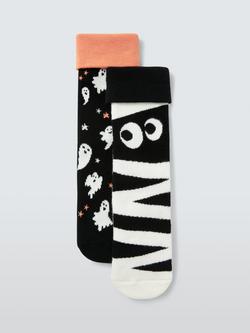 John Lewis Kids' Halloween Slipper Socks, Pack of 2, Multi, Multi