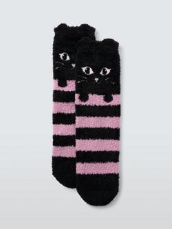 John Lewis Kids' Fluffy Cat Slipper Socks, Multi, Multi