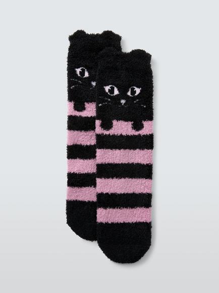 John Lewis Kids' Fluffy Cat Slipper Socks, Multi, Multi