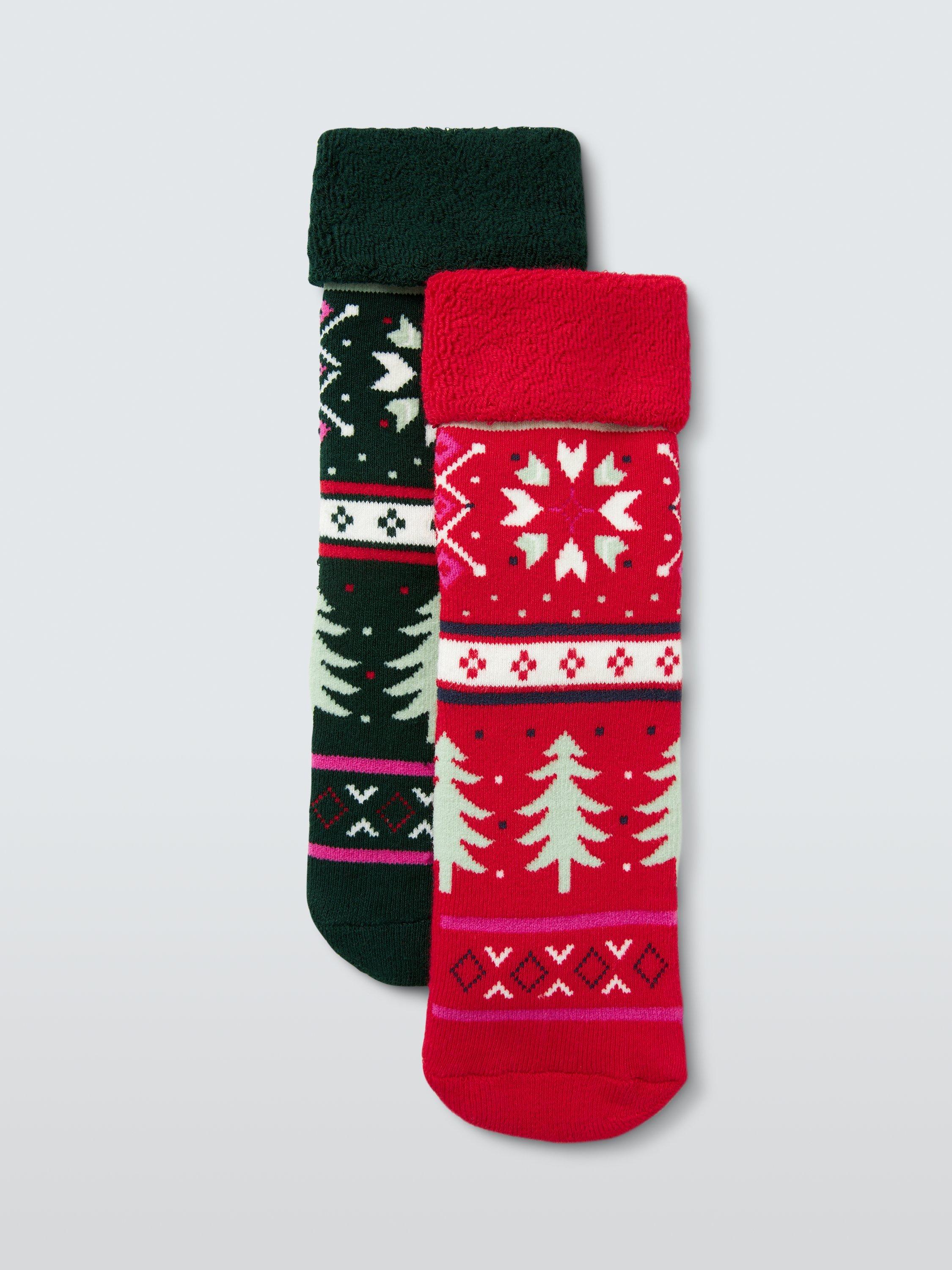 Product image 1 of 11, which shows John Lewis Kids' Fairisle Slipper Socks, Pack of 2, Multi, 12.5 Jnr-3.5