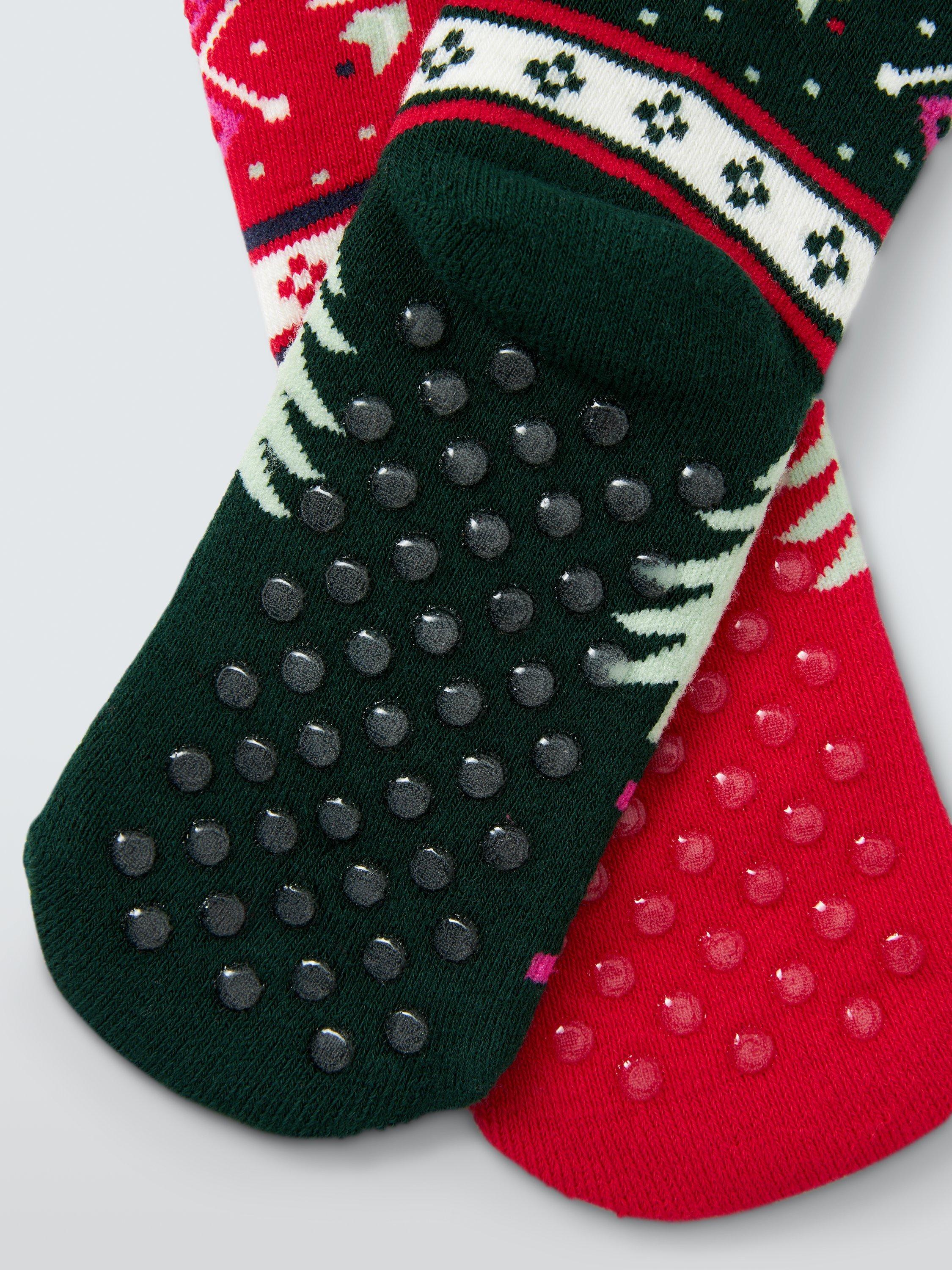 Product image 2 of 11, which shows John Lewis Kids' Fairisle Slipper Socks, Pack of 2, Multi, 12.5 Jnr-3.5