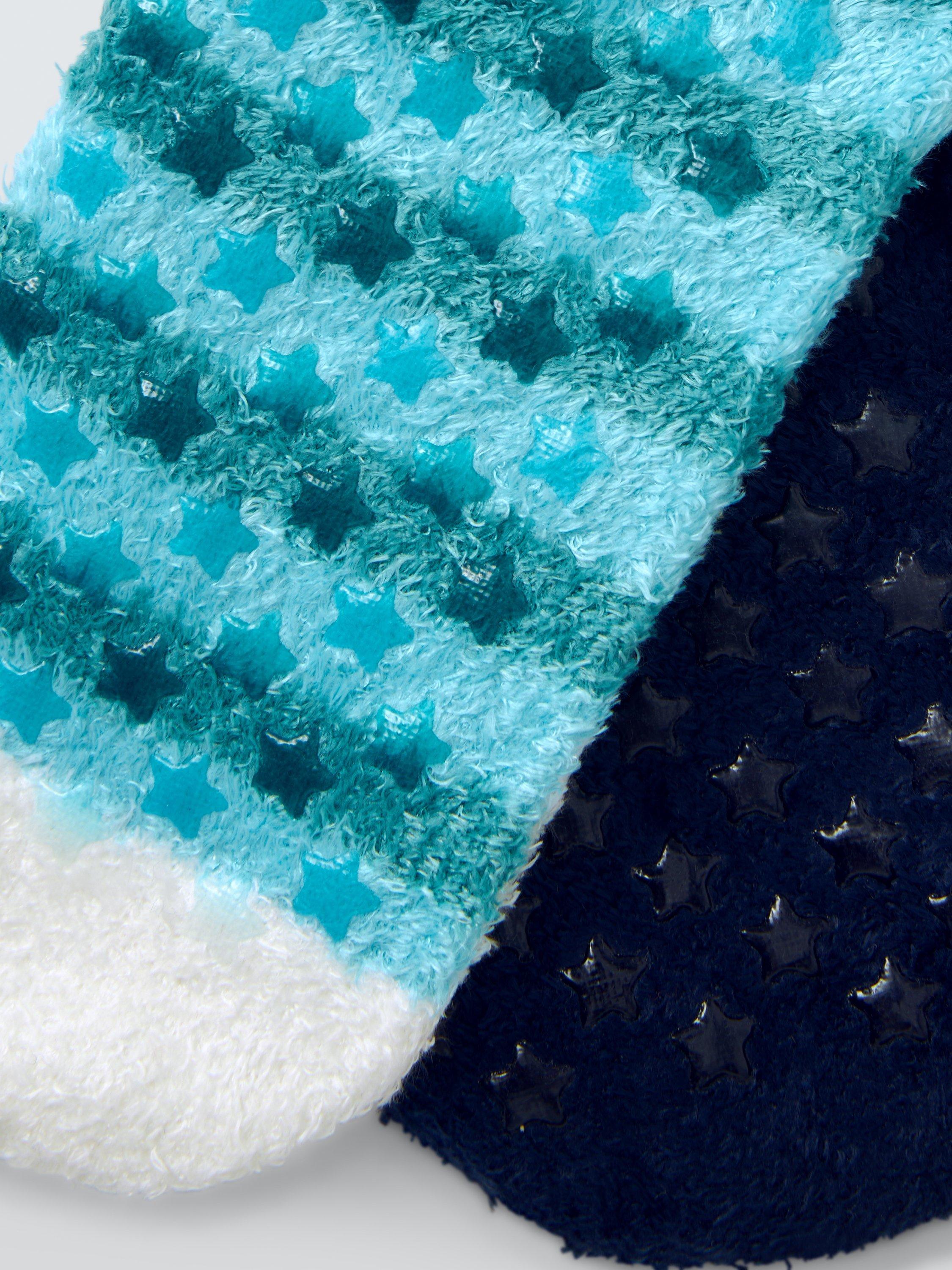 Product image 2 of 2, which shows John Lewis Kids' Fluffy Yeti Slipper Socks, Pack of 2, Multi, 12.5 Jnr-3.5