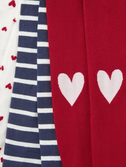John Lewis Kids' Heart/Plain/Stripe Tights, Pack of 3, Multi - view 2, Multi