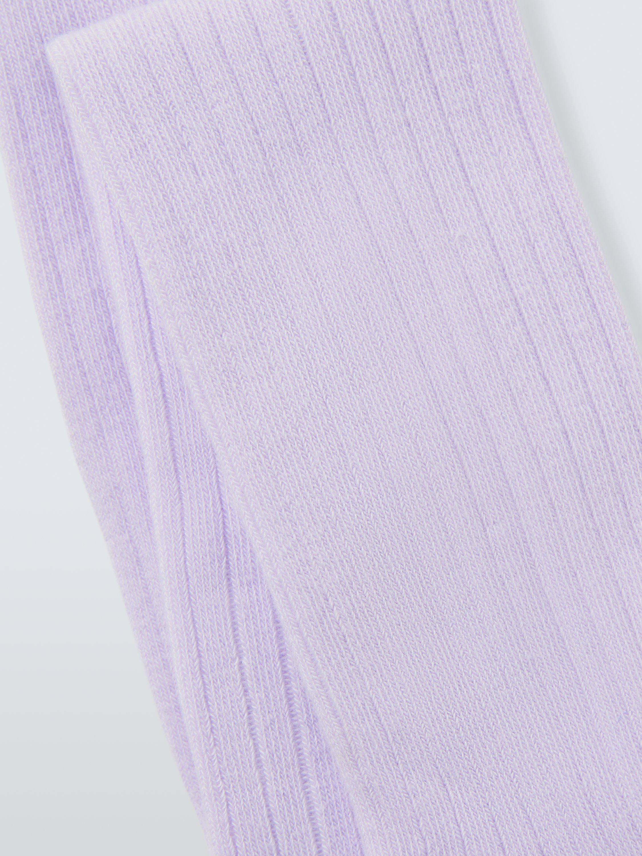 Product image 2 of 2, which shows John Lewis Kids' Cotton Rich Ribbed Tights, Lilac, 3-4 years