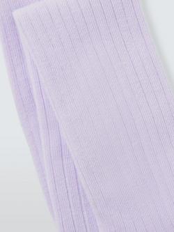 John Lewis Kids' Cotton Rich Ribbed Tights - view 2, Lilac