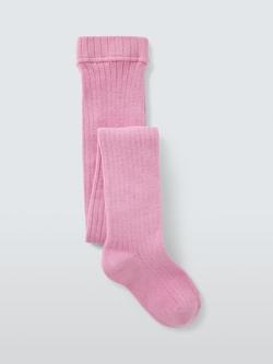John Lewis Kids' Cotton Rich Ribbed Tights, Pink