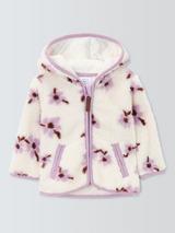 John Lewis Baby Floral Borg Zip Up Hoodie, Multi