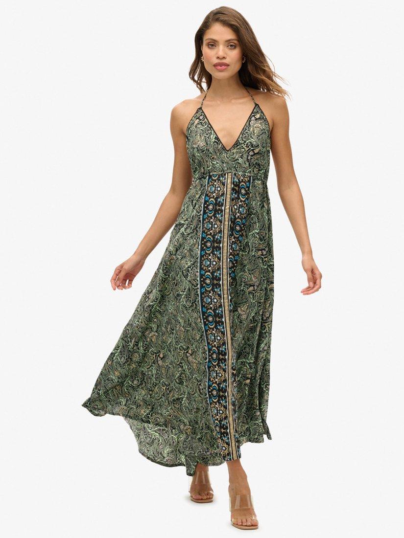 Superdry St Tropez Paisley Maxi Dress, Green