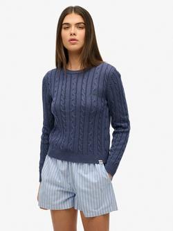 Superdry Essentials Slim Cable Knit Jumper, Mariner Navy