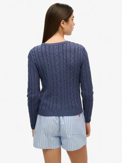 Superdry Essentials Slim Cable Knit Jumper - view 2, Mariner Navy