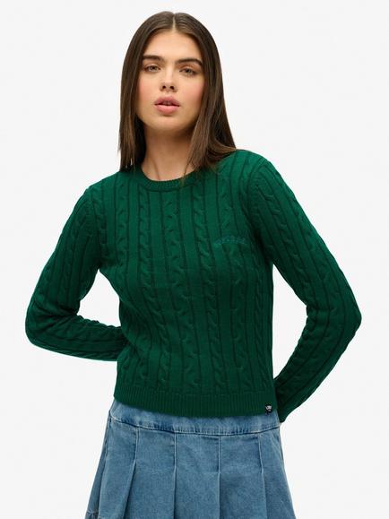 Superdry Essentials Slim Cable Knit Jumper, Sharp Green