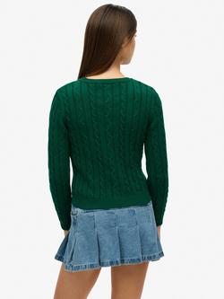 Superdry Essentials Slim Cable Knit Jumper - view 2, Sharp Green