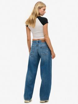 Superdry Cult Mid Rise Baggy Jeans - view 2, Blue Vintage Wash