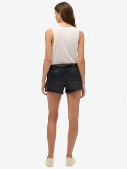 Superdry Mid Rise Denim Hot Shorts, Roseland Black - view 2, Roseland Black