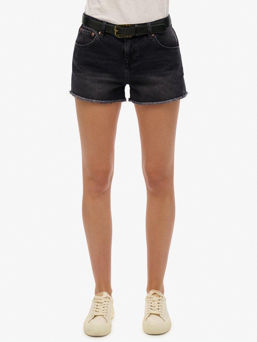 Product image 4 of 6, which shows Superdry Mid Rise Denim Hot Shorts, Roseland Black, 26