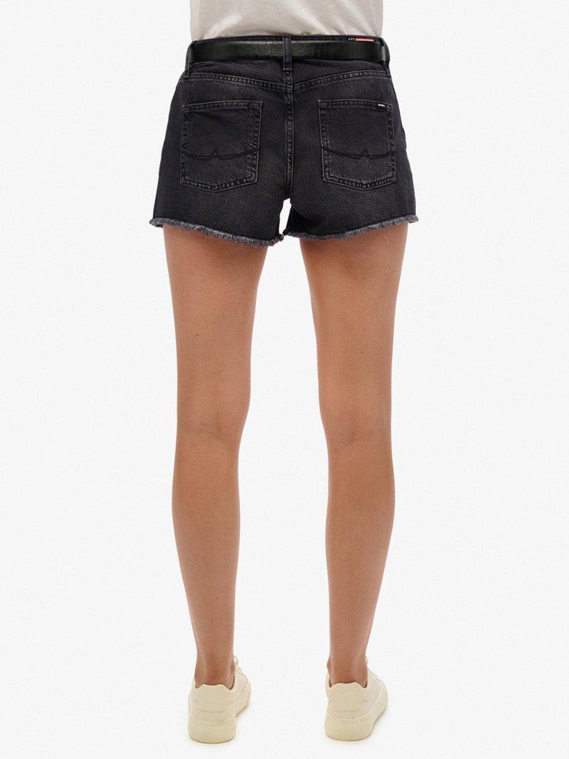 Product image 5 of 6, which shows Superdry Mid Rise Denim Hot Shorts, Roseland Black, 26